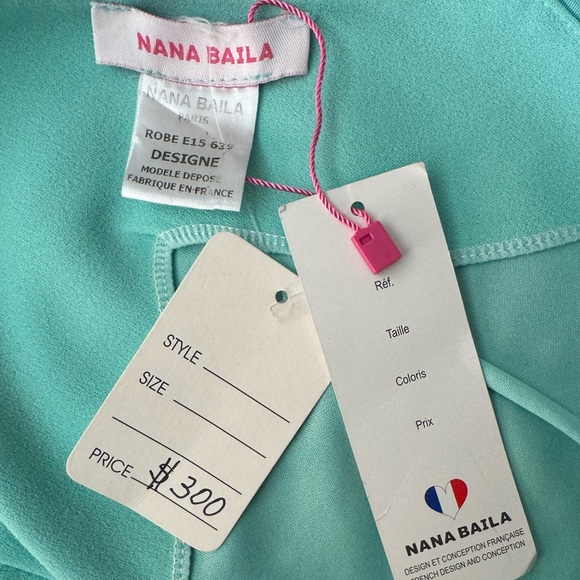 NWT Nana Baila Sleeveless Fit-and-Flare Mini Dress with Grommets. Turquoise. M - Picture 8 of 10